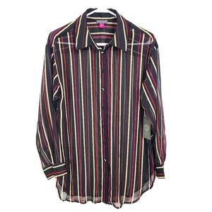 Vince Camuto | NWT Sheer Button Up Top Holiday Hues Medium